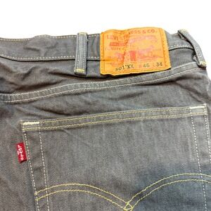 Levis 501xx Original Fit Gray Denim Jeans Mens 44x32 Straight Leg Button Fly